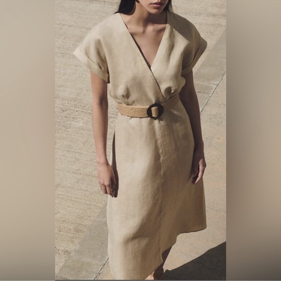 Mango belted linen midi dress size medium - Picture 4 of 10